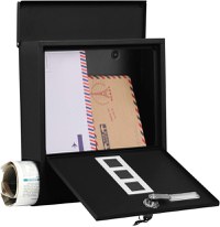 Cutie de scrisori Songmics, 24 x 30 cm, Black, compartiment pentru ziar - 3