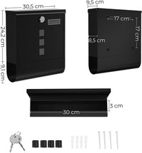 Cutie de scrisori Songmics, 24 x 30 cm, Black, compartiment pentru ziar - 5