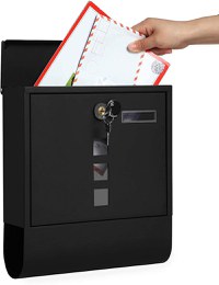 Cutie de scrisori Songmics, 24 x 30 cm, Black, compartiment pentru ziar - 7