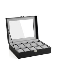 Cutie pentru ceasuri, Songmics, capacitate 20.2 x 25.5 x 7.8 cm, JWB010BK, Gri - 1