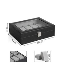 Cutie pentru ceasuri, Songmics, capacitate 20.2 x 25.5 x 7.8 cm, JWB010BK, Gri - 7