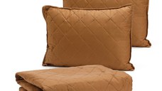 Cuvertura dublu trafic 200x220 Sweet V6 Maro, 2 perne 50x70 cm