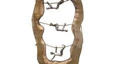 Decoratiune de masa Lardo din lemn de mango natural si aluminiu 29x10x57 cm