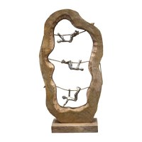 Decoratiune de masa Lardo din lemn de mango natural si aluminiu 29x10x57 cm - 1