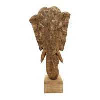 Decoratiune de masa Zap elefant aurie din lemn de mango 31x13x61 cm - 1