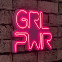 Decoratiune luminoasa LED de perete Girl Power Roz 36x25x2 cm - 1