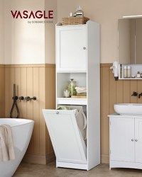 Dulap baie Vasagle Alb 40x40x170 cm - 1