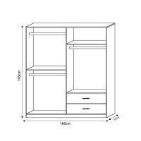 Dulap cu 4 usi Edritte Pako World Nuc deschis 160x52x195 cm - 5