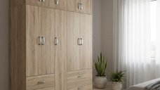 Dulap cu 5 usi, Athos, V24, Stejar, 170x42x240 cm