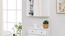 Dulap cu oglinda pentru baie, Vasagle, Alb, 60x15x55 cm