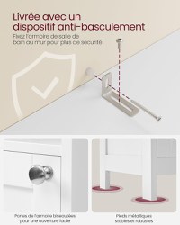 Dulap de baie Alb Vasagle 30x30x170 cm - 7