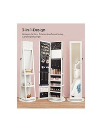 Dulap de bijuterii cu blocare, Songmics, Oglinda, JBC62W, 38 x 161 x 38 cm - 3
