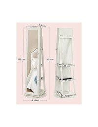 Dulap de bijuterii cu blocare, Songmics, Oglinda, JBC62W, 38 x 161 x 38 cm - 7