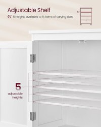 Dulap de depozitare pentru baie, Vasagle, Alb, 60x30x110 cm - 5