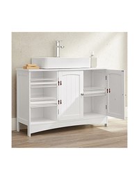 Dulap de depozitare pentru chiuveta, Vasagle, 2 usi, Alb, 90 x 30 x 60 cm - 6