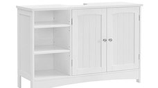 Dulap de depozitare pentru chiuveta, Vasagle, 2 usi, Alb, 90 x 30 x 60 cm