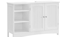 Dulap de depozitare pentru chiuveta, Vasagle, 2 usi, Alb, 90 x 30 x 60 cm