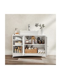 Dulap de depozitare pentru chiuveta, Vasagle, 2 usi, Alb, 90 x 30 x 60 cm - 3