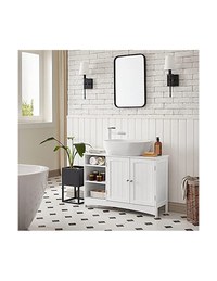 Dulap de depozitare pentru chiuveta, Vasagle, 2 usi, Alb, 90 x 30 x 60 cm - 5