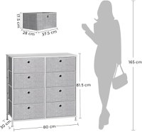 Dulap de depozitare, Songmics, Gri-Alb, 30 x 80 x 81.5 cm - 4