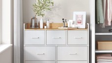 Dulap de depozitare, Songmics, Natural-Alb, 98x28.5x85 cm
