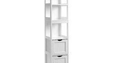 Dulap inalt pentru baie Vasagle BBC66WT, 30x30x141.5cm, Alb