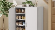 Dulap Pantofar Modern Custos cu 2 Uși, Alb, Dimensiuni 60x36x90.4 cm