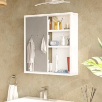 Dulap pentru baie cu oglinda Bagno, Pako World, Alb, 60x14x63 cm - 2