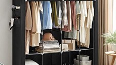 Dulap pentru haine, Songmics, Negru, 170x45x167 cm