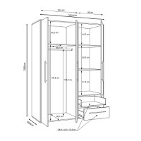 Dulap Razol 3 usi alb sonoma melamina 144.5x59x200 cm - 5