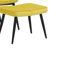 Fotoliu cu taburet Dorita catifea galbena picioare metalice negre 68.5x76x103 cm - 7