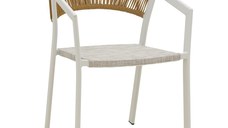 Fotoliu din aluminiu Glisten, Pako World, Alb-Ratan, 58x56x82 cm