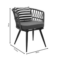 Fotoliu Naoki metal negru - pe gri - perna negru alb - 7