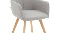 Fotoliu Nasima material textil gri - culoare lemn natural 57x58x84cm