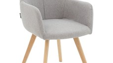 Fotoliu Nasima material textil gri - culoare lemn natural 57x58x84cm