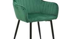 Fotoliu Noor, Pako World, Catifea Verde-Negru, 58x58x86 cm