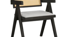 Fotoliu Winslow lemn de arbore de cauciuc negru - pvc ratan material culoare lemn natural - gri