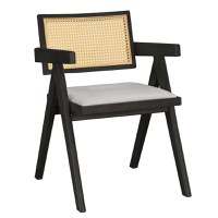 Fotoliu Winslow lemn de arbore de cauciuc negru - pvc ratan material culoare lemn natural - gri - 1
