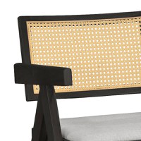 Fotoliu Winslow lemn de arbore de cauciuc negru - pvc ratan material culoare lemn natural - gri - 2