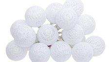 Ghirlanda LED Batoni pentru Gradina - Alb, 20 Becuri, 435 cm