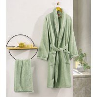 Halat de Baie si Prosop Unisex, Deluxe Verde, Marime L (Bumbac 100%) - 1