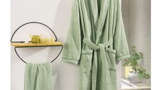 Halat de Baie si Prosop Unisex, Deluxe Verde, Marime L (Bumbac 100%)