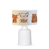 Lampa de masa pentru copii PWL-1099 E27 stil capitonat rosie - alb - gri D24x32cm - 1