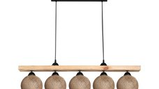 Lampa Salote, Pako World, E27, 5 becuri, Maro-Natural, 100x18x24 cm