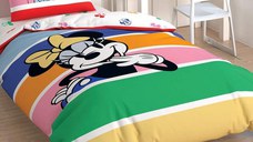 Lenjerie 1 Persoana cu Elastic 100x200 Minnie Mouse Rainbow (Bumbac 100%)