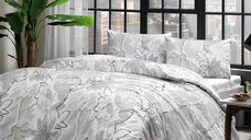 Lenjerie 1 Persoana, cu elastic Jamie Gri, 100x200 (Bumbac 100%)