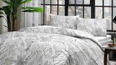 Lenjerie 1 Persoana, cu elastic Jamie Gri, 100x200 (Bumbac 100%)