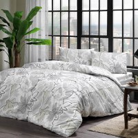 Lenjerie 1 Persoana, cu elastic Jamie Gri, 100x200 (Bumbac 100%) - 1