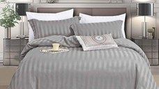 Lenjerie 1 Persoana Damasc Stripe Gri deschis 4 Piese (Finet)