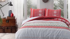 Lenjerie 1 Persoana Merry Rosu (Bumbac 100%)